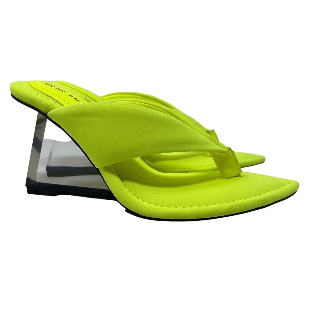 Good American Clear Wedge Sandals Size 6 Chartreuse GA077N-X - Picture 2 of 5